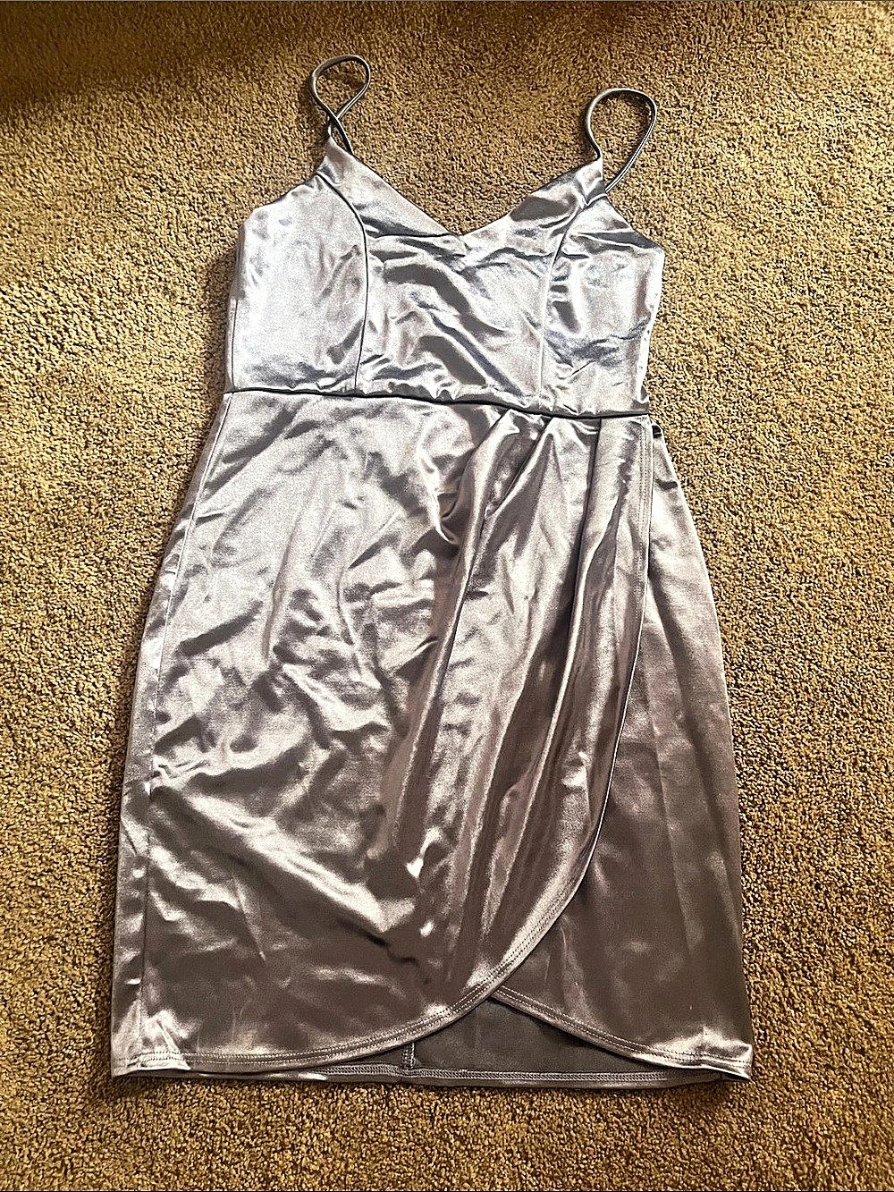 Forever Your Girl Satin Bodycon Dress Satin Mini Dress -Purple Grey